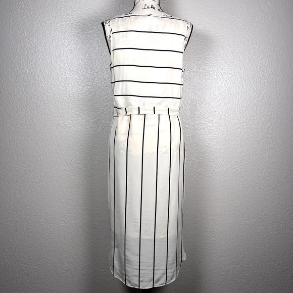Madewell Broadway & Broome Sz 8 Sleeveless Dress 100% Silk Black, White Stripes - Picture 3 of 16